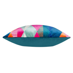 Metro Harlequin Velvet Square Cushion - Multi / Feather - thumbnail 3