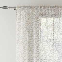 Pair of Sheer Voile Panels with Leaf Print - Natural / 122cm - thumbnail 3