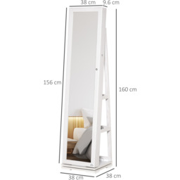 HOMCOM Jewellery Cabinet Mirror 360 Degree Swivel - White - thumbnail 2