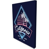 'Vintage Retro California Slogan' Graphic Art on Canvas - Blue / 114cm - image 1