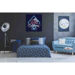 'Vintage Retro California Slogan' Graphic Art on Canvas - Blue / 114cm - thumbnail 2