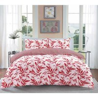Watercolour Leaves Duvet Cover Set - Red / King