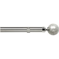 28mm Fixed Length Metal Eyelet Curtain Pole Set - Empire Finial - Chrome / 400cm