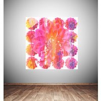Flower Blossom Graphic Art Wrapped on Canvas - Pink / 112cm