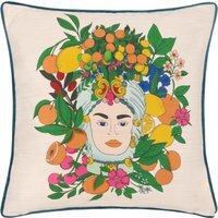 Taormina Floral Piped Cushion - Teal / Polyester - image 1