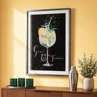 Embellished Gin and Tonic Framed Art - Black