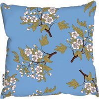 Ornate Branches Of Hawthorn Blossom Cushion - Blue / 60cm