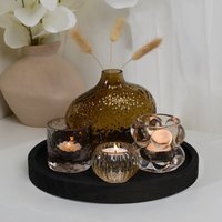 Eden Round Candle Tray - Brown