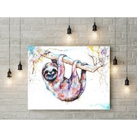 Sloth Canvas Wall Art - Brown / 8 x 12 in