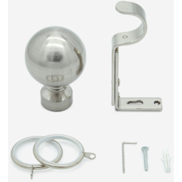 Stainless Steel 28mm Ball Fixed Length Metal Curtain Pole - Stainless Steel / 50cm - thumbnail 4