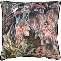 Mogori Wild Medinilla Piped Velvet Cushion - Aubergine / Polyester - thumbnail 1