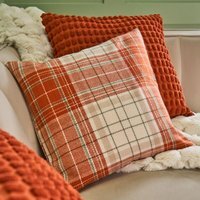 OHS Woven Check Cushion Covers - Rust / Machine washable at 30°C. Tumble dry friendly. Do not bleach or iron. / 2