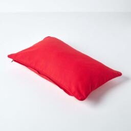 Homescapes Cotton Plain Cushion Cover - Red / 50cm - thumbnail 2