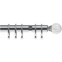 35mm Fixed Length Metal Curtain Pole Set Chrome Segmented Ball Finial - Chrome / 120cm - image 1