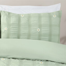 Darcey Embroidered Duvet Set - Sage Green / Double - thumbnail 3
