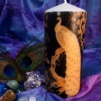 Pillar Candle Peacock - White / 8