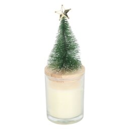Holly Jolly Pine Fir Glass Candle with Tree Festive Home Decor - White - thumbnail 5