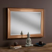Copper Reeded Framed Wall Mirror - Copper / 73cm