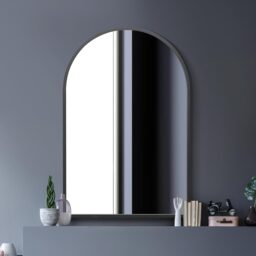 MirrorOutlet The Arcus Metal Framed Arched Wall Mirror - Black / 120cm - thumbnail 2