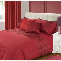 Satin Pleated Soft Touch Microfibre Plain Duvet Cover  Pillowcase Set - Burgundy / Double - image 1
