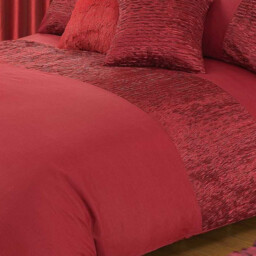 Satin Pleated Soft Touch Microfibre Plain Duvet Cover  Pillowcase Set - Burgundy / Double - thumbnail 3