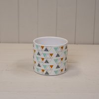 Charming Rustic White Geometric Pot - Multi