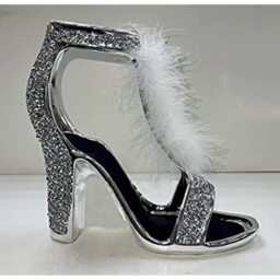 Silver Crushed Diamond Feather Shoe Ornament White - Silver - thumbnail 2