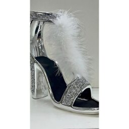 Silver Crushed Diamond Feather Shoe Ornament White - Silver - thumbnail 3