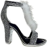 Silver Crushed Diamond Feather Shoe Ornament White - Silver - thumbnail 1