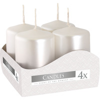 Pack of 4 Small Pillar Candles, Decorative Candles, 40 x 60 mm each - Burgundy - White Pearl