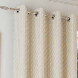 Pair of Tokyo Velvet Embossed Eyelet Thermal Room Darkening Curtains - Cream / 168cm / 137cm - thumbnail 3