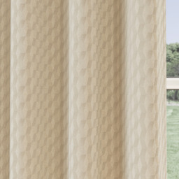 Pair of Tokyo Velvet Embossed Eyelet Thermal Room Darkening Curtains - Cream / 168cm / 137cm - thumbnail 4
