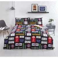 London Signs Duvet Cover Set - Black / Single