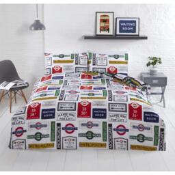 London Signs Duvet Cover Set - Black / Single - thumbnail 2
