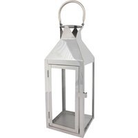 Large Silver Candle Lantern - Silver