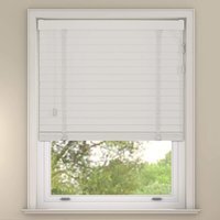 White Faux Wood Venetian Blinds with Tapes - White / 110cm