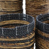 Banana Leaf Basket Set Two Vases Two Bins for Home Decor Storage - Brown