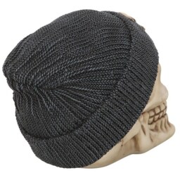 Gothic Skull Ornament With Beanie And Crossbones Design - Cream - thumbnail 3
