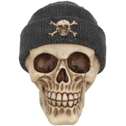 Gothic Skull Ornament With Beanie And Crossbones Design - Cream - thumbnail 4