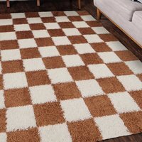 Cosy Snuggly Check Terra Area Rug - Terracotta / 120x170cm - thumbnail 1