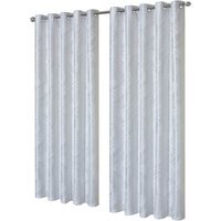 Leaf Sparkle Blackout Curtains - White / 228cm