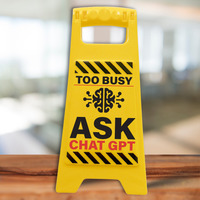 Too Busy Ask ChatGPT Novelty Office Desk Sign - Brown