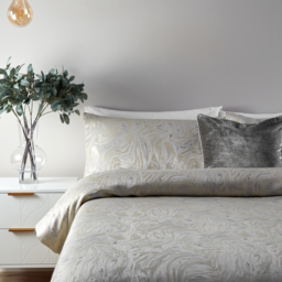 Swirling Jacquard Duvet Cover Set - Oyster / Double - thumbnail 2