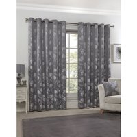 English Garden Lined Eyelet Jacquard Curtains - Silver / 168cm / 137cm - thumbnail 1