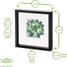 "3D Box Photo Frame - 10 x 10"" with 6x6"" Mount - Pack of 5 - White/Ivory" - thumbnail 4