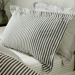 Hebden Melange Stripe Cotton Duvet Cover Set - Black / King - thumbnail 3