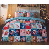 Advent Calendar Ultra Soft Microfibre Polyester Duvet Set with Pillow Case - Multicolor / Double