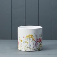 Rustic White Ceramic Spring Meadow Pot - Multi