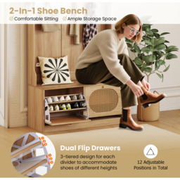 Entryway Bench with Coat Rack - Brown - thumbnail 4