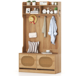 Entryway Bench with Coat Rack - Brown - thumbnail 2